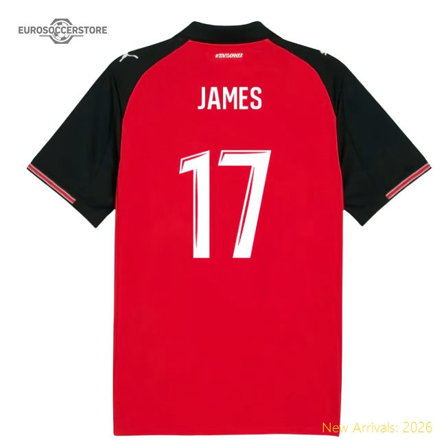 2025-2026 Stade Rennais Home Shirt (James 17)-Vantage Point Soccer